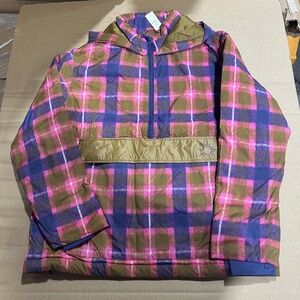 NWT Offline by Aerie Pullover Jacket Plaid Print Hooded Half Zip - S